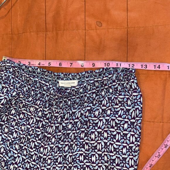 Beachlunchlounge Purple/Blue Wide-Leg Patterned Boho Elastic Waist Women's Pants - Picture 6 of 9